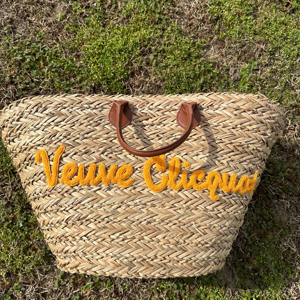 Veuve Clicquot Champagne Seagrass Straw Basket Tote